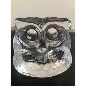 Glass‎ Owl paperweight Skruf Sweden